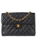 Chanel 1996-1997 Black Lambskin Jumbo Classic Flap Bag