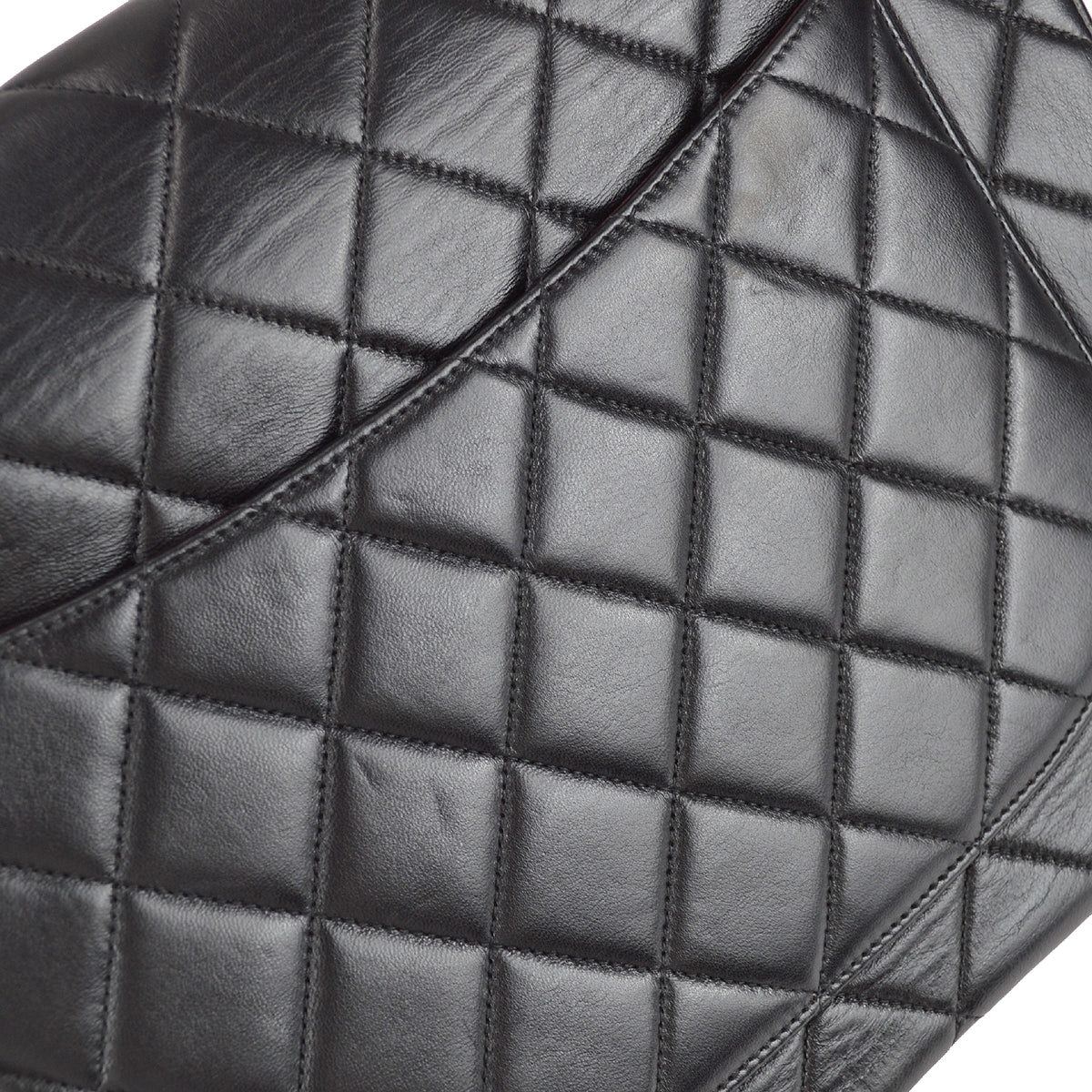 Chanel 1996-1997 Black Lambskin Jumbo Classic Flap Bag