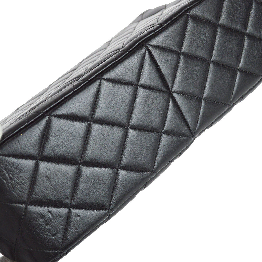Chanel 1996-1997 Black Lambskin Jumbo Classic Flap Bag