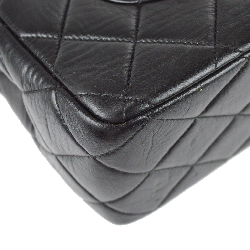Chanel 1996-1997 Black Lambskin Jumbo Classic Flap Bag