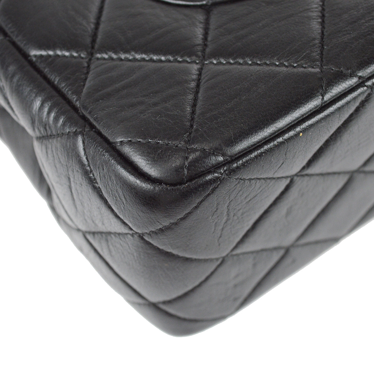 Chanel 1996-1997 Black Lambskin Jumbo Classic Flap Bag