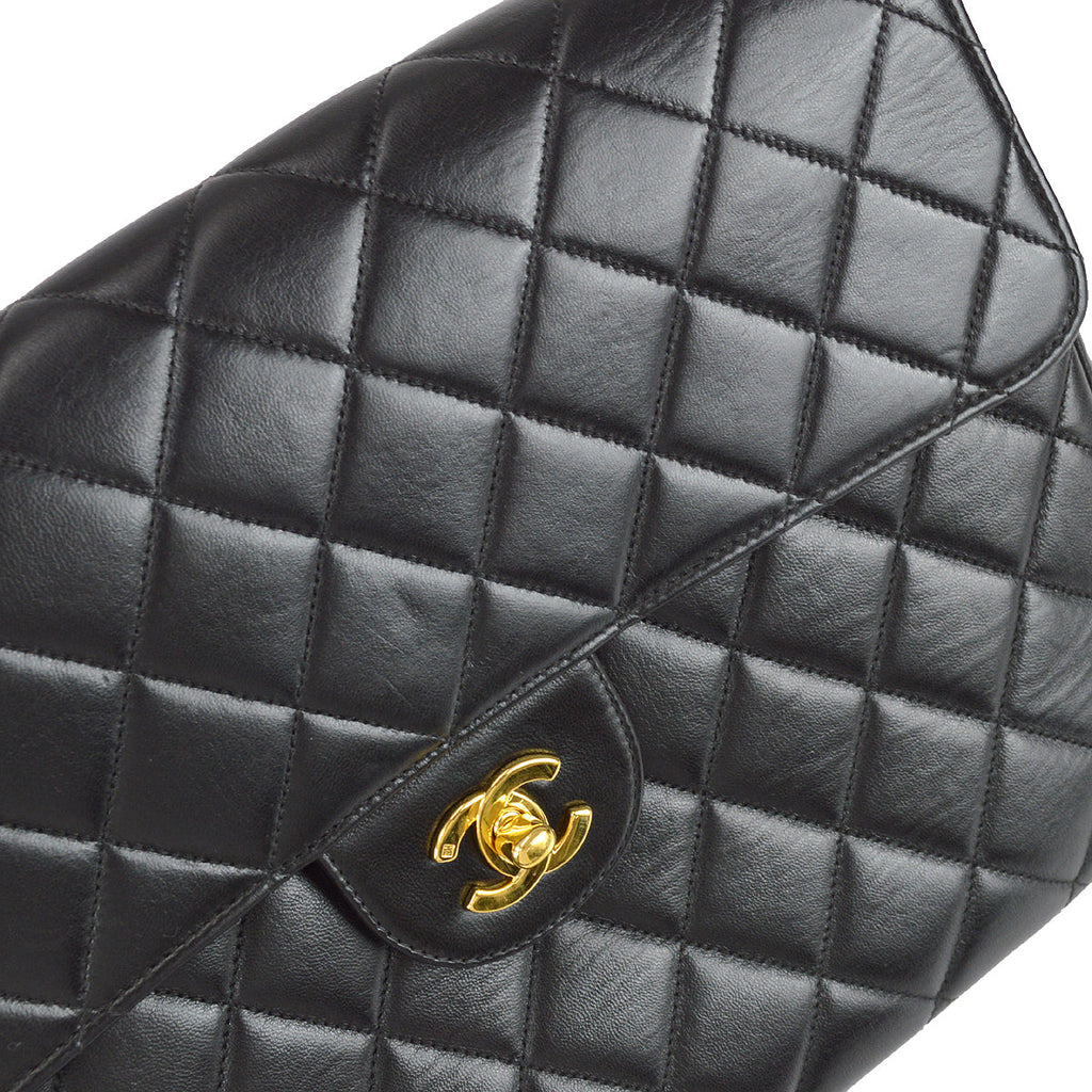 Chanel 1996-1997 Black Lambskin Jumbo Classic Flap Bag