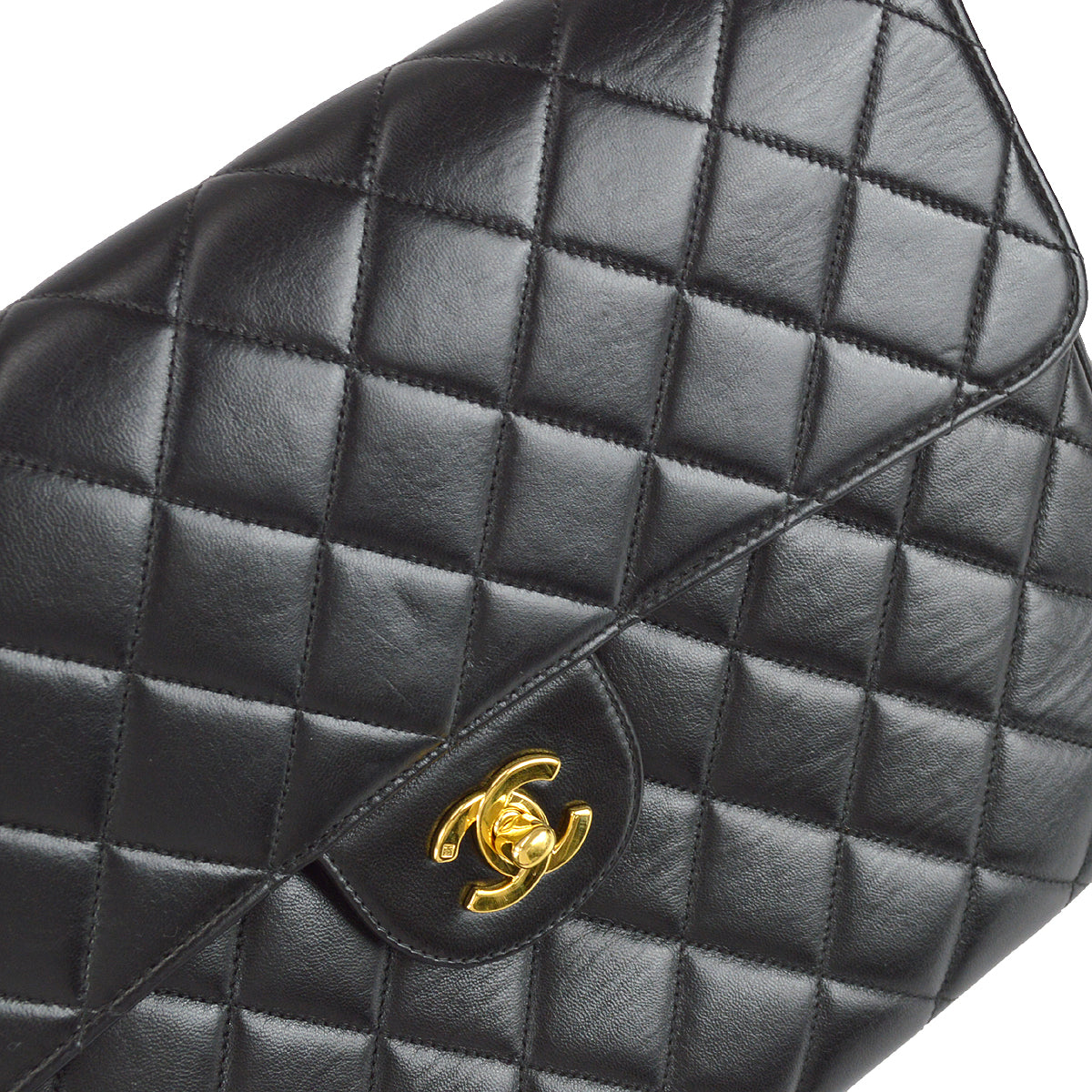 Chanel 1996-1997 Black Lambskin Jumbo Classic Flap Bag