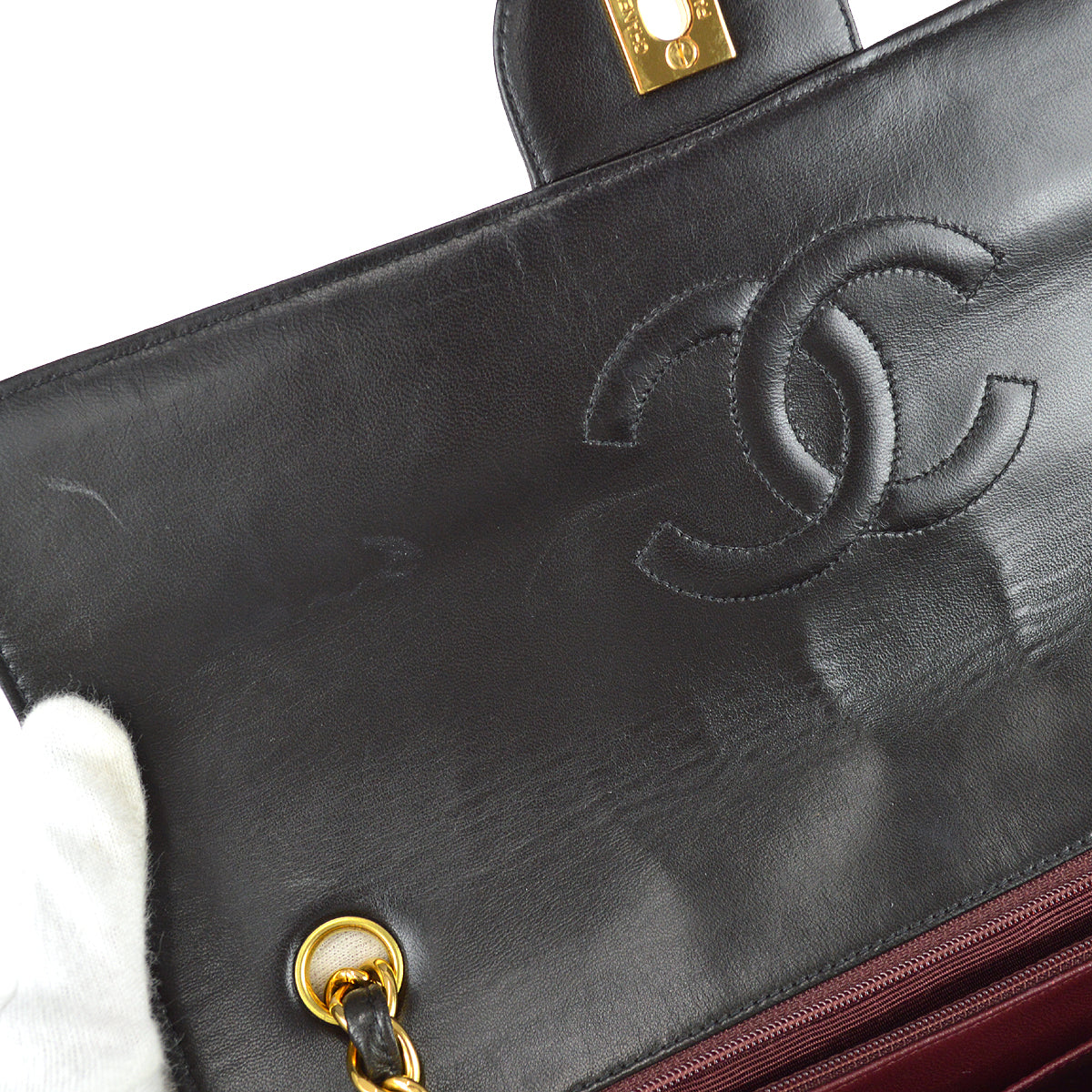 Chanel 1996-1997 Black Lambskin Jumbo Classic Flap Bag