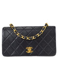 Chanel Full Flap Chain Shoulder Bag Black Lambskin