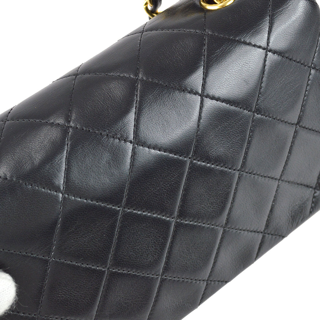 Chanel Full Flap Chain Shoulder Bag Black Lambskin
