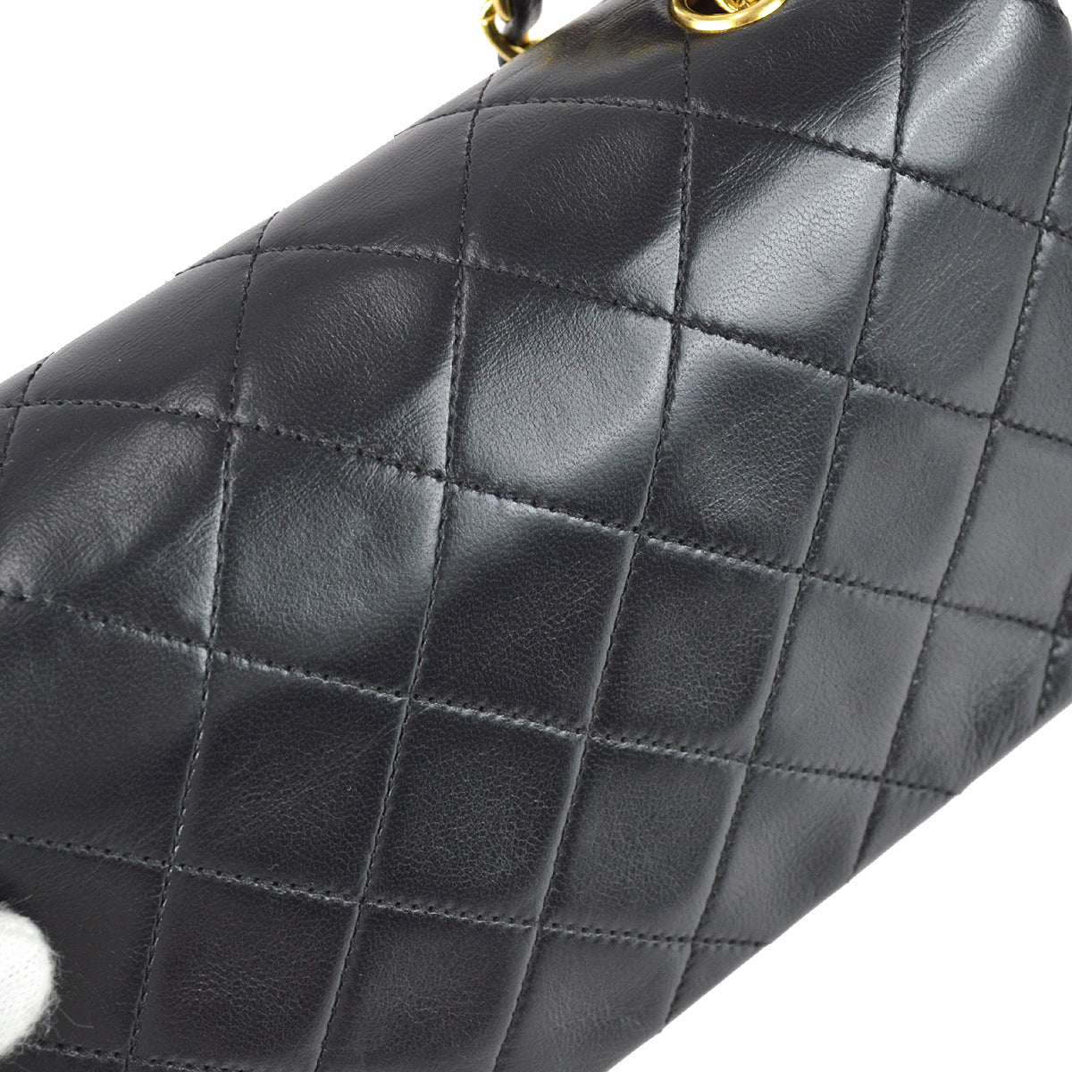 Chanel Full Flap Chain Shoulder Bag Black Lambskin