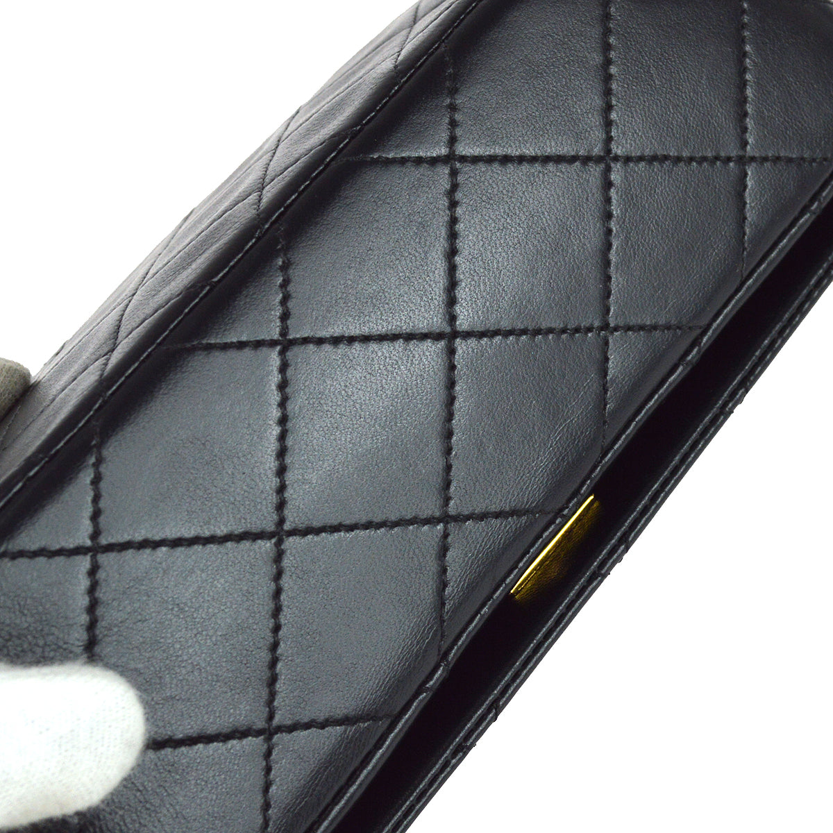 Chanel Full Flap Chain Shoulder Bag Black Lambskin