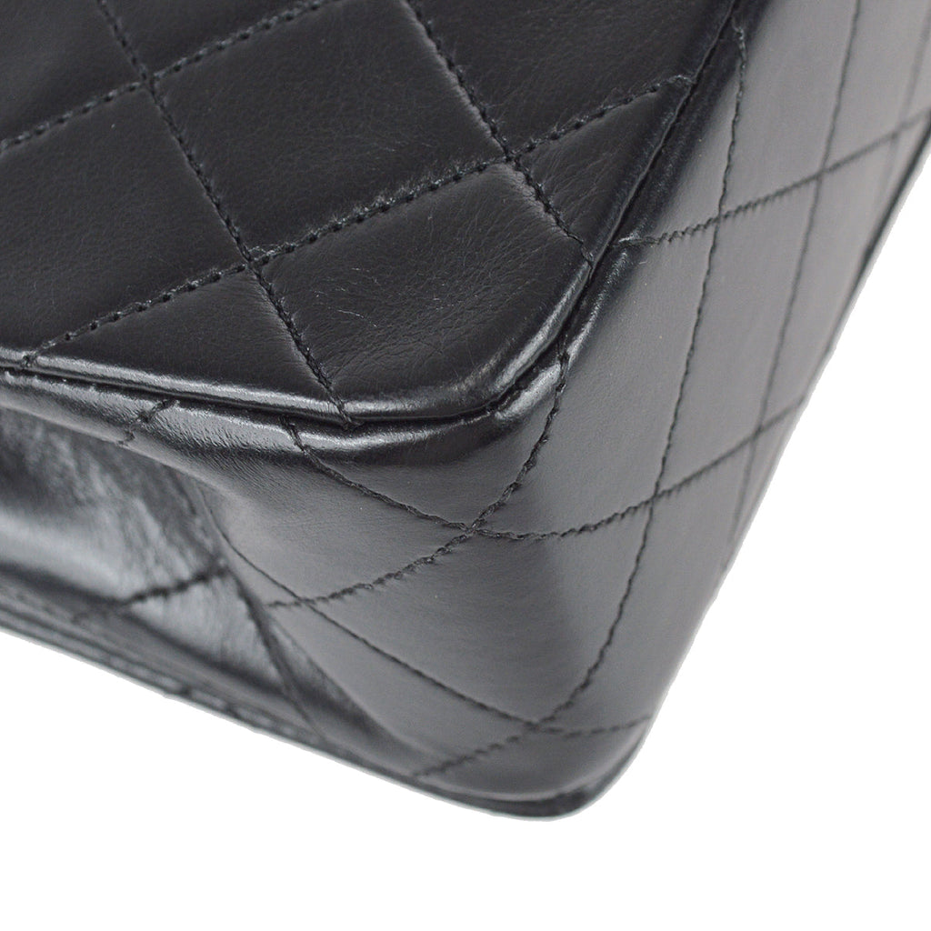 Chanel Full Flap Chain Shoulder Bag Black Lambskin