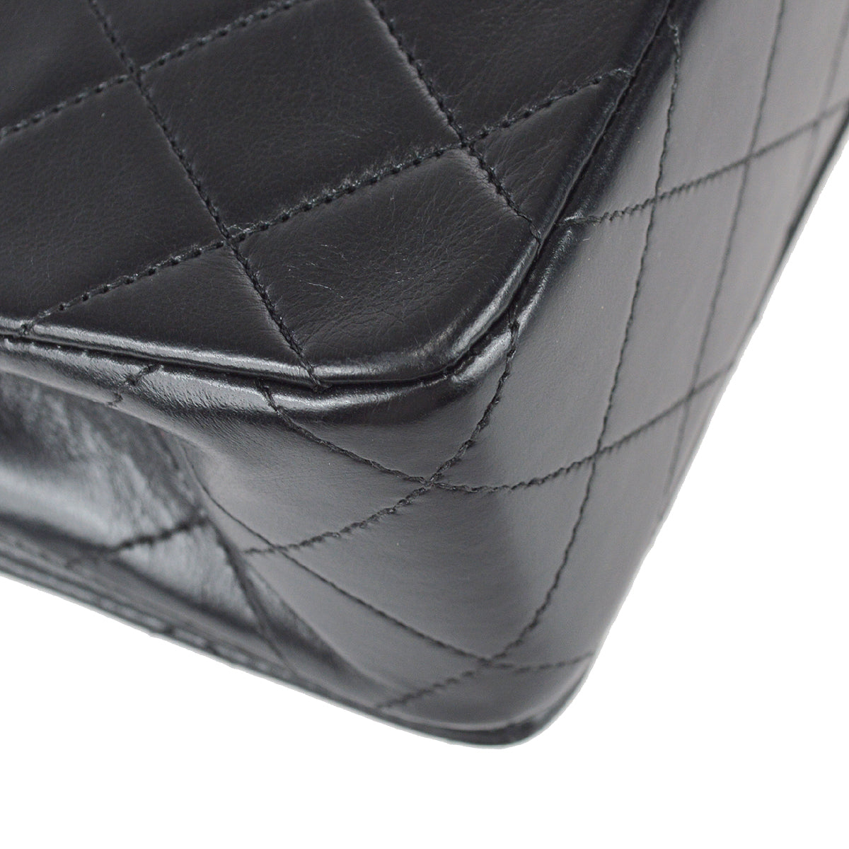 Chanel Full Flap Chain Shoulder Bag Black Lambskin
