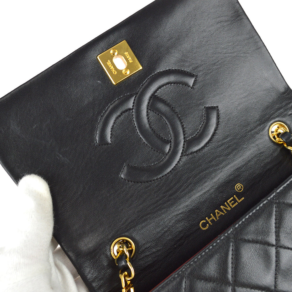 Chanel Full Flap Chain Shoulder Bag Black Lambskin