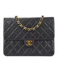 Chanel Black Lambskin Medium Half Flap Shoulder Bag