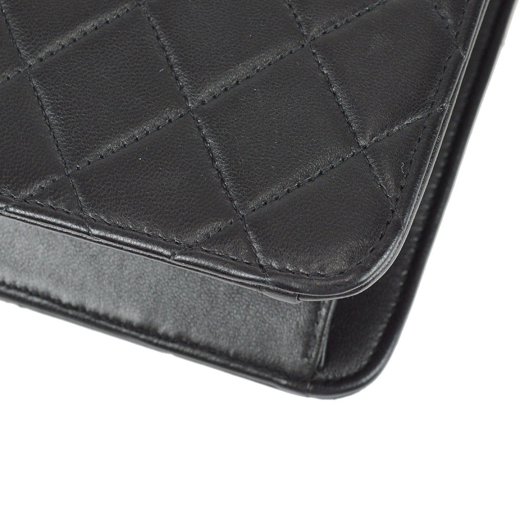 Chanel Black Lambskin Medium Half Flap Shoulder Bag