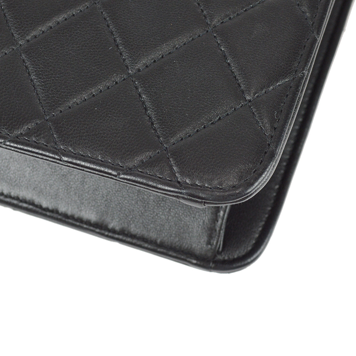 Chanel Black Lambskin Medium Half Flap Shoulder Bag