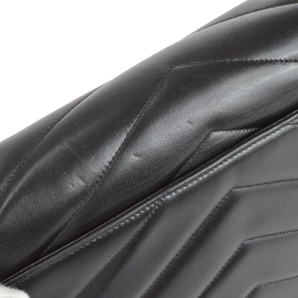 Chanel 1994-1996 Black Lambskin Large Chevron Letter Flap Bag