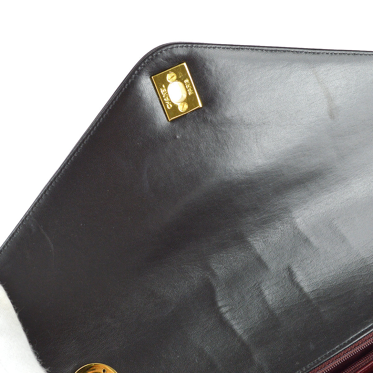 Chanel 1994-1996 Black Lambskin Large Chevron Letter Flap Bag