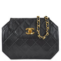 Chanel 1989-1991 Octagonal Flap Bag Mini Black Lambskin