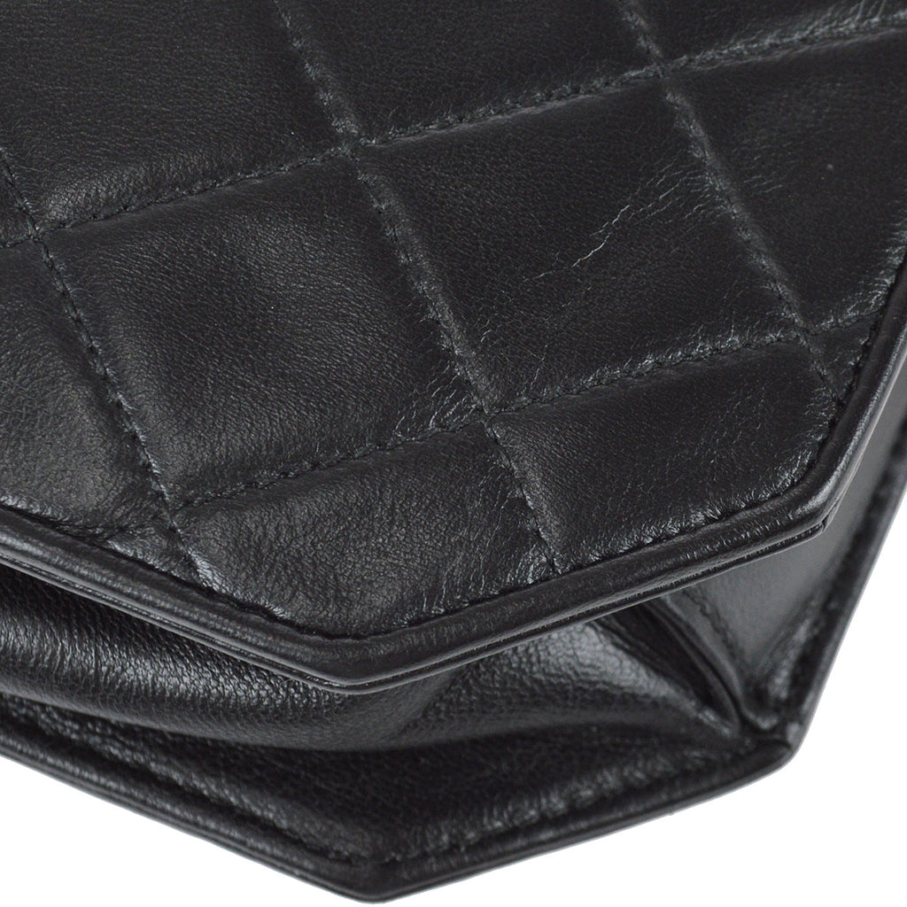 Chanel 1989-1991 Octagonal Flap Bag Mini Black Lambskin