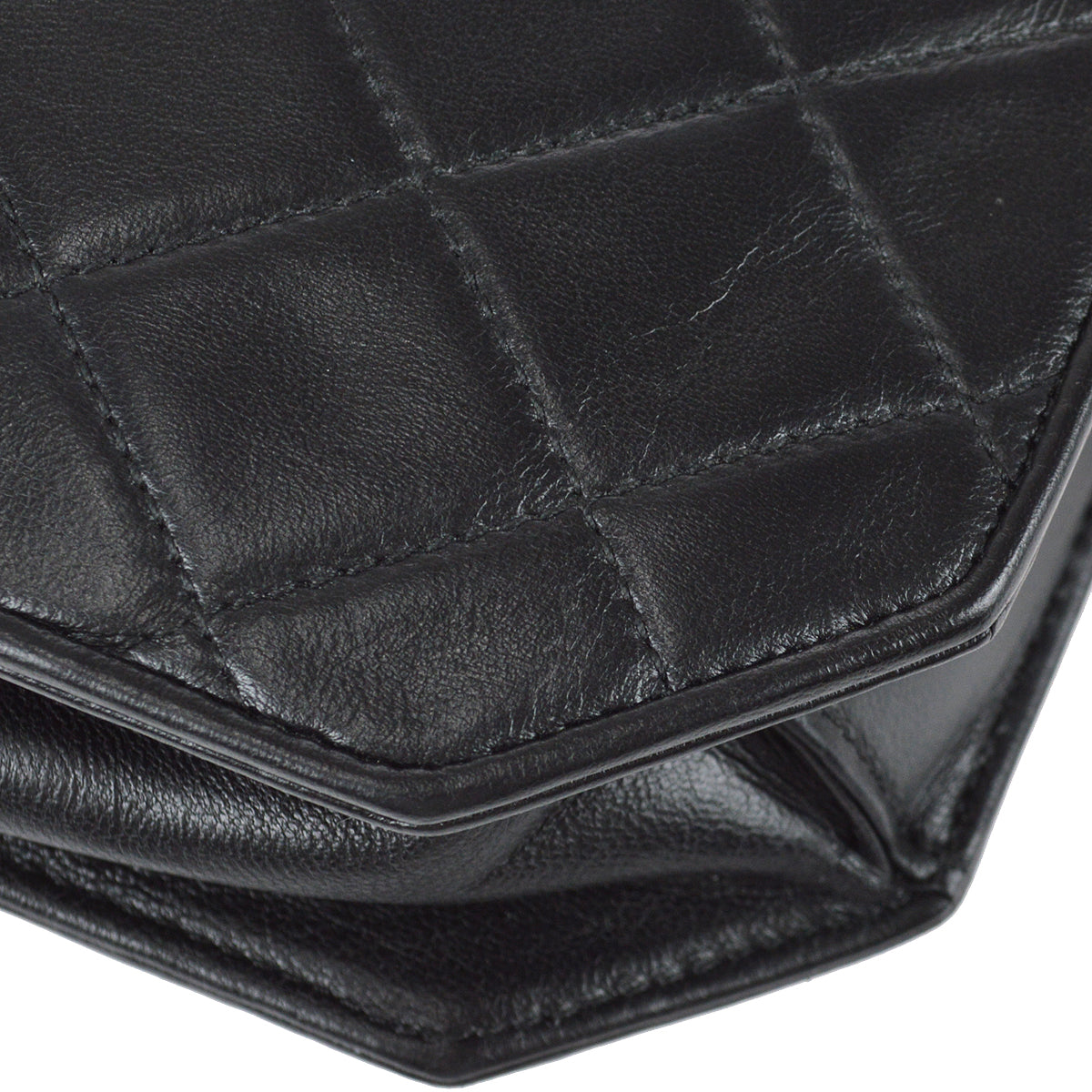 Chanel 1989-1991 Octagonal Flap Bag Mini Black Lambskin