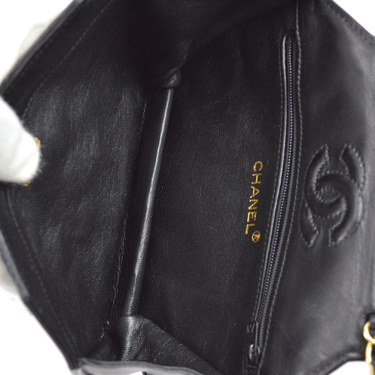 Chanel 1989-1991 Octagonal Flap Bag Mini Black Lambskin