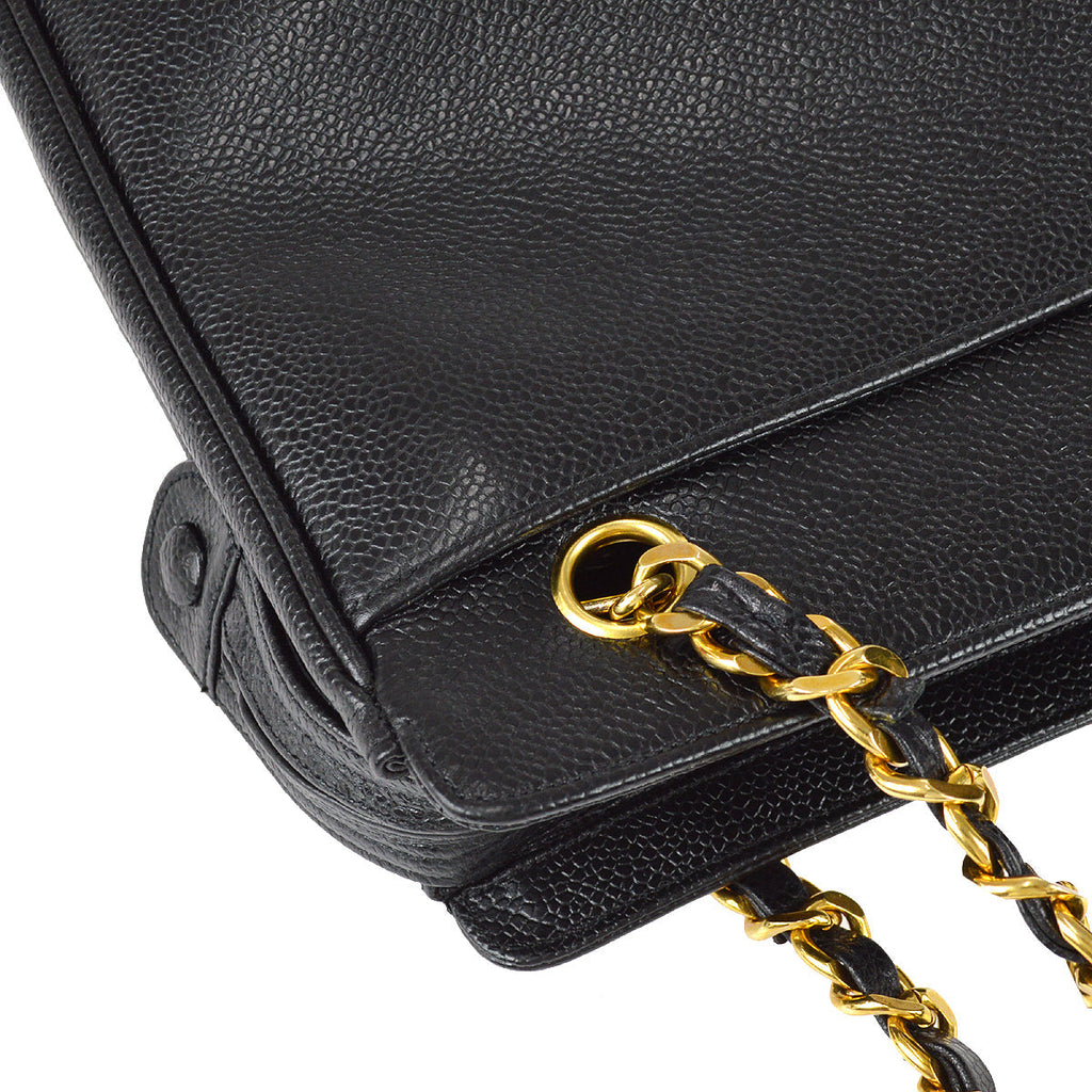 Chanel 1994-1996 Triple CC Tote Bag 30 Black Caviar