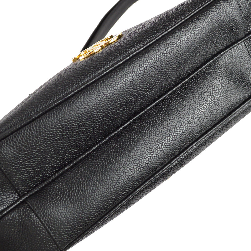 Chanel 1994-1996 Triple CC Tote Bag 30 Black Caviar