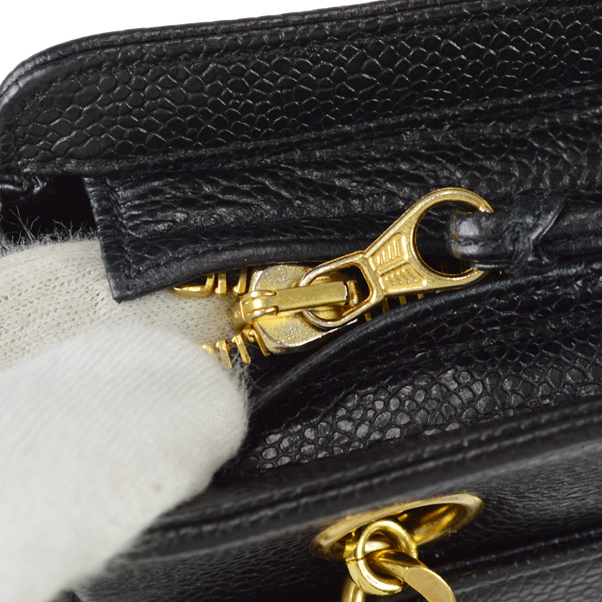 Chanel 1994-1996 Triple CC Tote Bag 30 Black Caviar