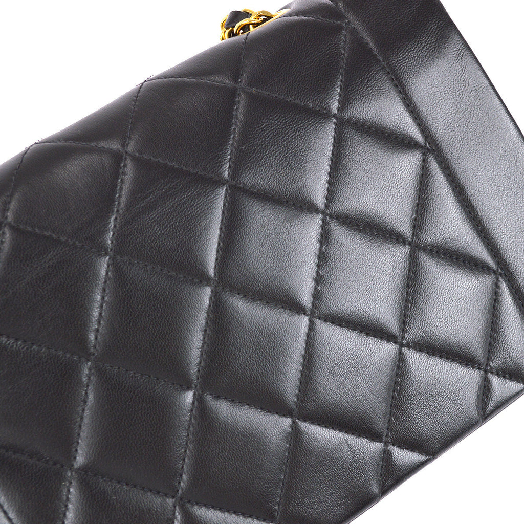 Chanel 1991-1994 Black Lambskin Small Diana Flap Bag