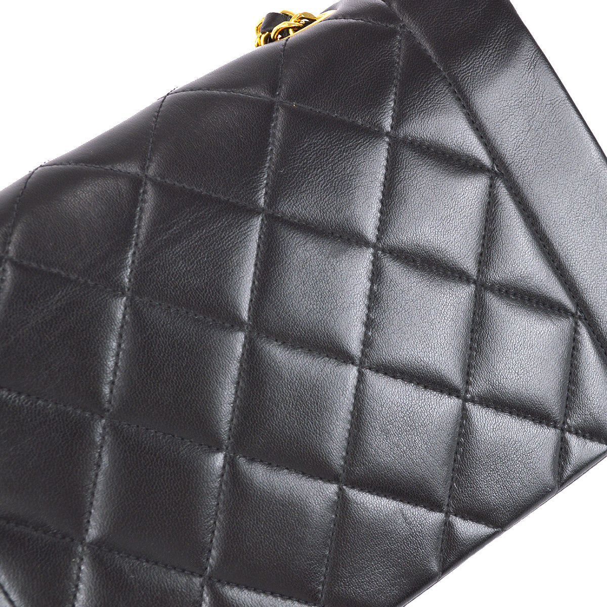 Chanel 1991-1994 Black Lambskin Small Diana Flap Bag