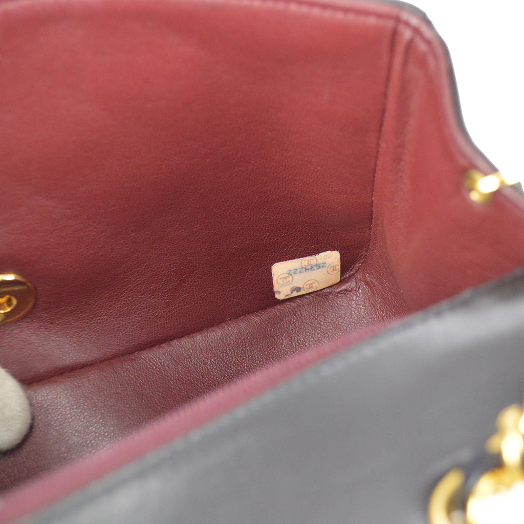 Chanel 1991-1994 Black Lambskin Small Diana Flap Bag