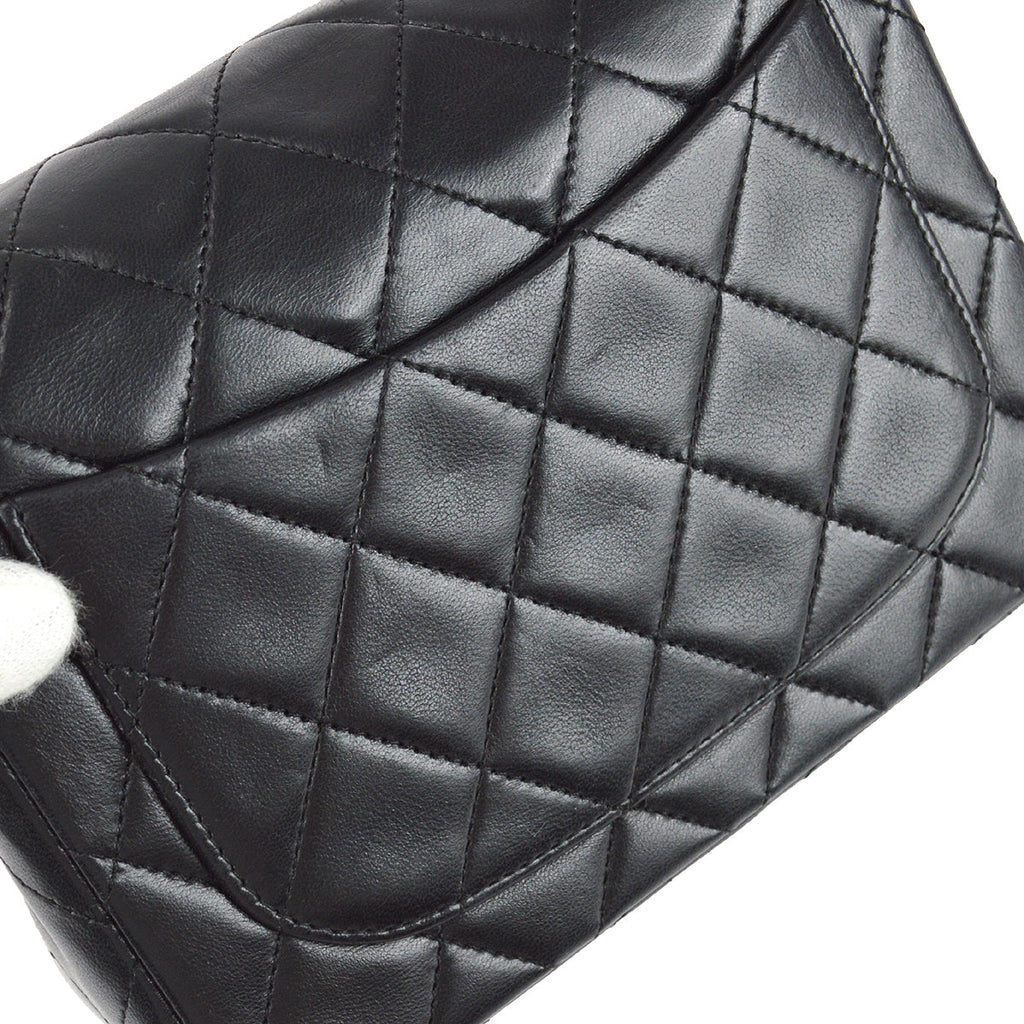 Chanel 1989-1991 Black Lambskin Mini Square Flap Bag 17