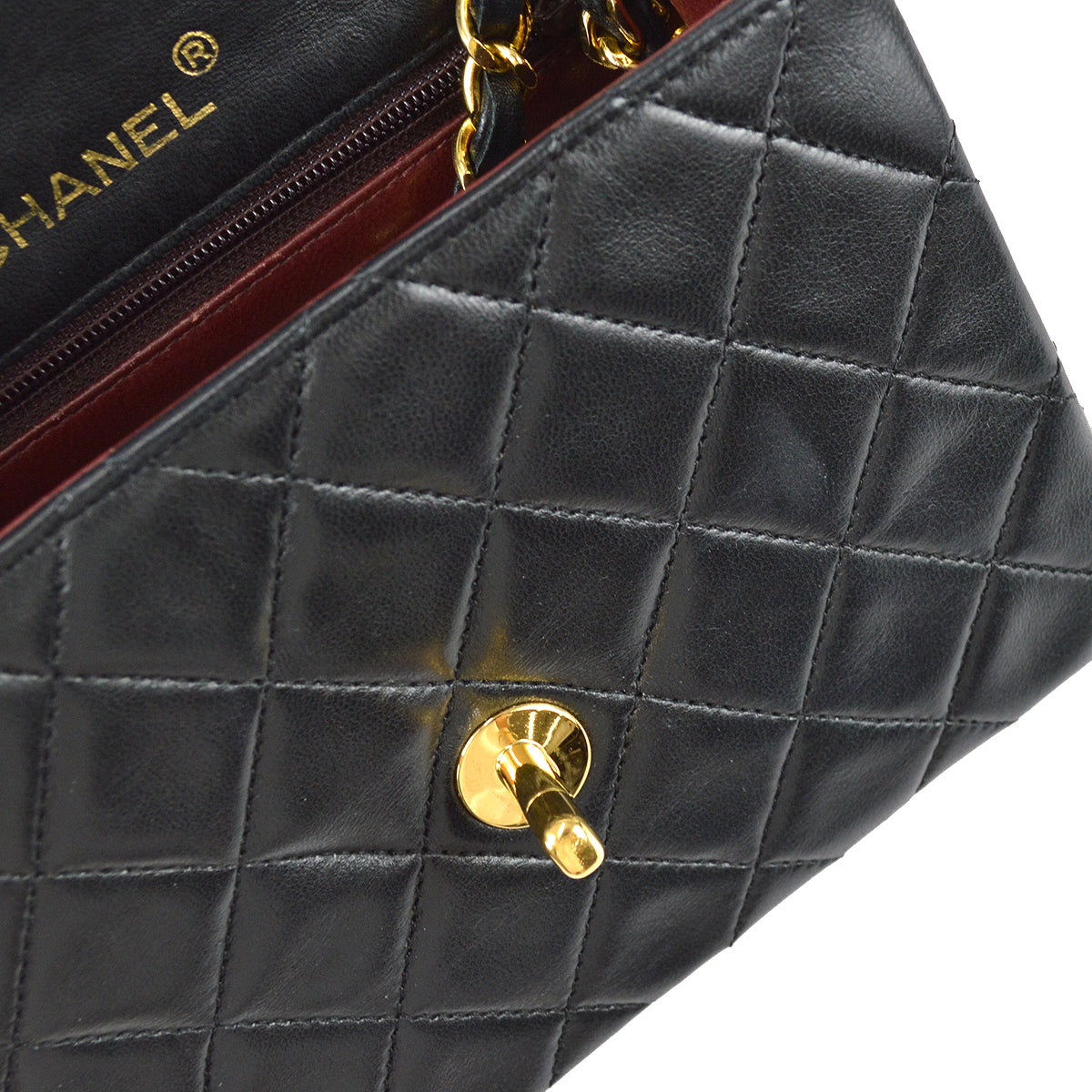Chanel 1989-1991 Black Lambskin Mini Square Flap Bag 17