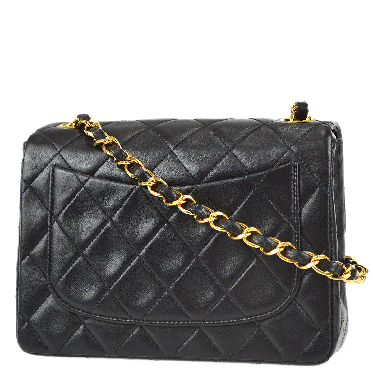 Chanel 1991-1994 Black Lambskin Mini Square Flap Bag 17