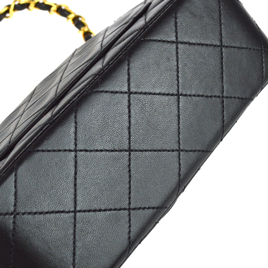 Chanel 1991-1994 Black Lambskin Mini Square Flap Bag 17