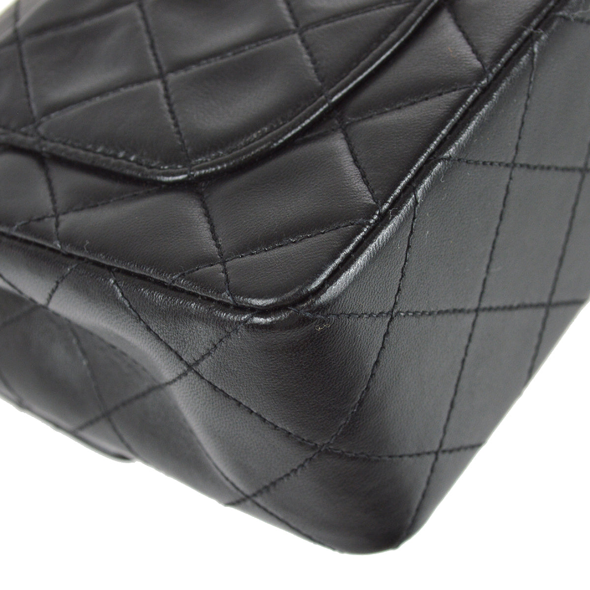 Chanel 1991-1994 Black Lambskin Mini Square Flap Bag 17