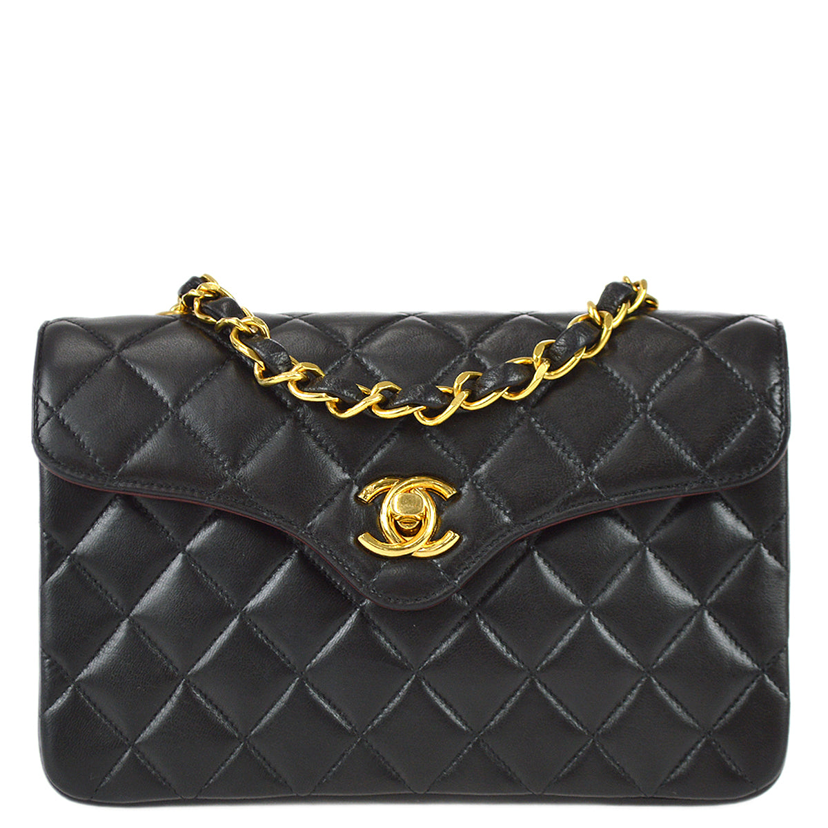 Chanel Chain Shoulder Bag Black Lambskin
