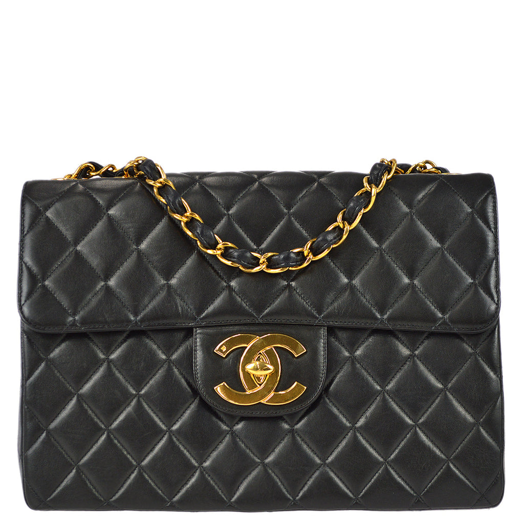 Chanel Classic Flap Jumbo Shoulder Bag Black Lambskin
