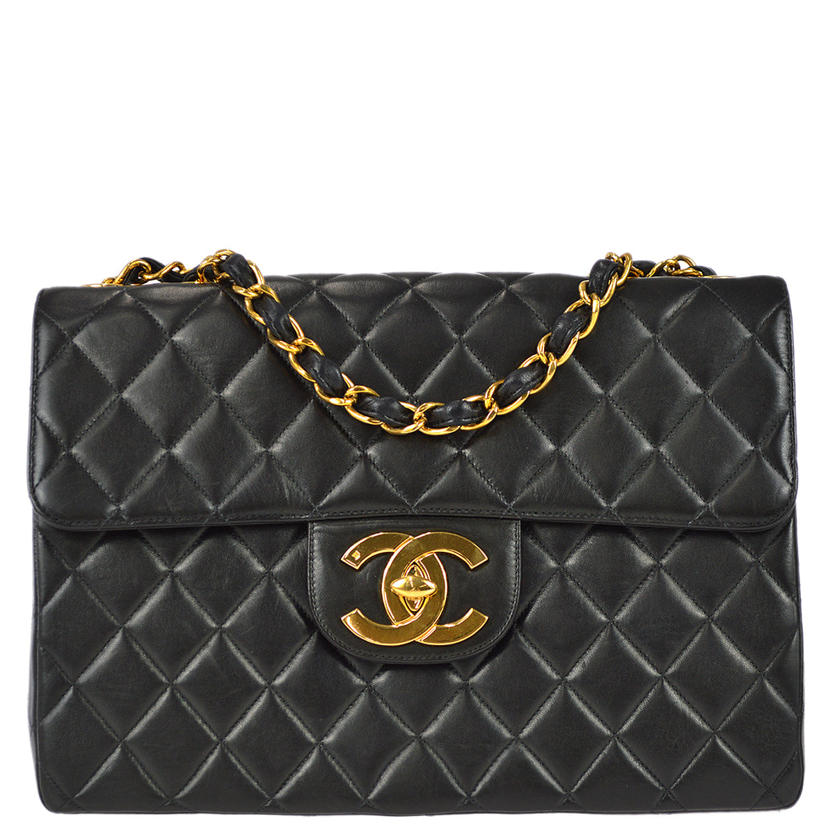 Chanel Classic Flap Jumbo Shoulder Bag Black Lambskin