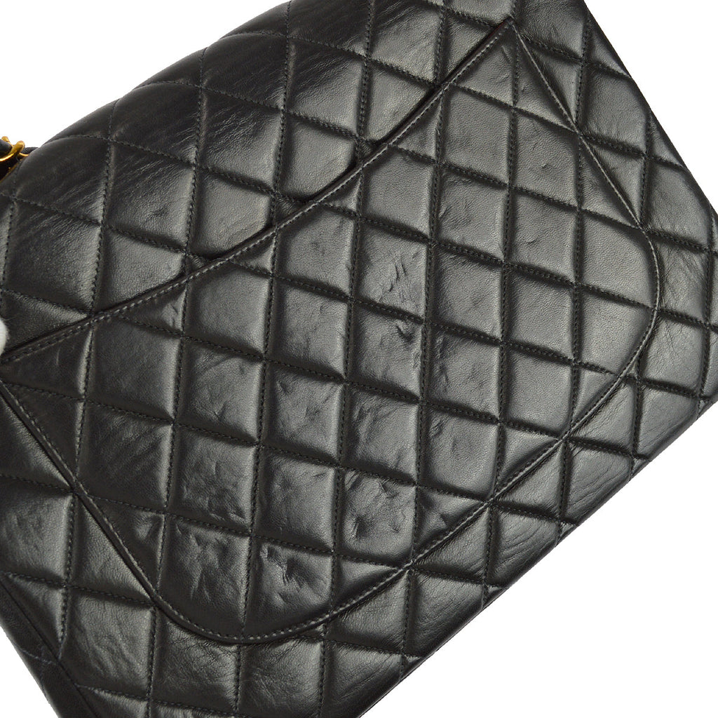 Chanel Classic Flap Jumbo Shoulder Bag Black Lambskin