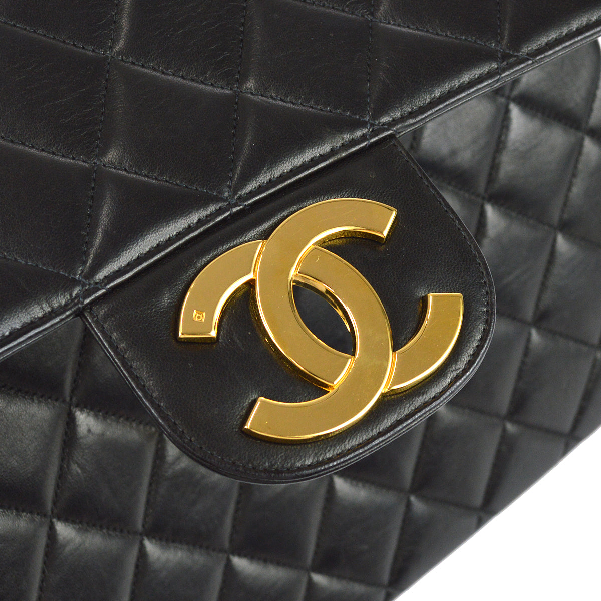 Chanel Classic Flap Jumbo Shoulder Bag Black Lambskin
