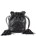 Chanel Bucket Fringe Shoulder Bag Black Lambskin