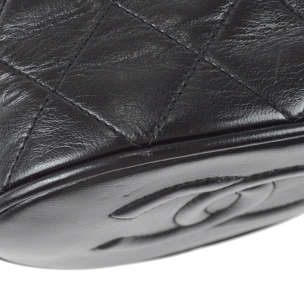 Chanel Bucket Fringe Shoulder Bag Black Lambskin