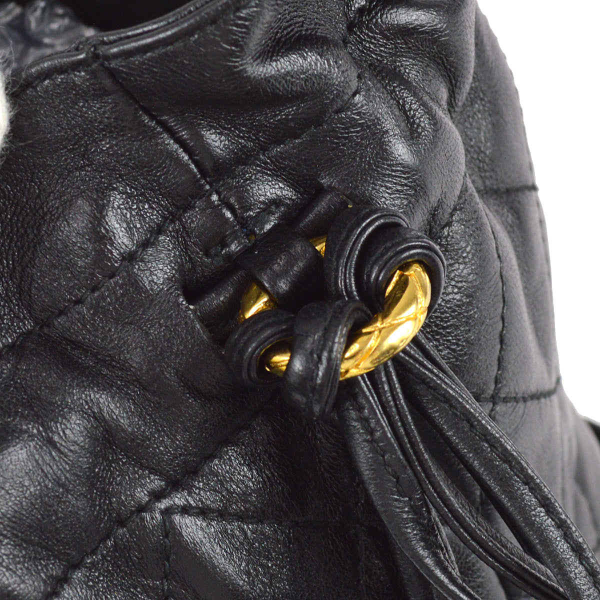 Chanel Bucket Fringe Shoulder Bag Black Lambskin