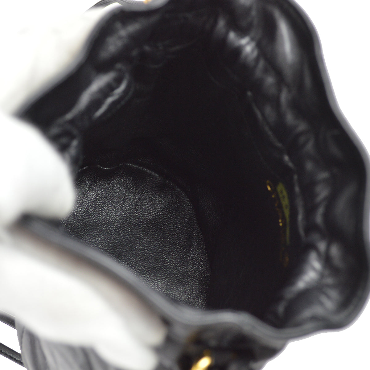 Chanel Bucket Fringe Shoulder Bag Black Lambskin