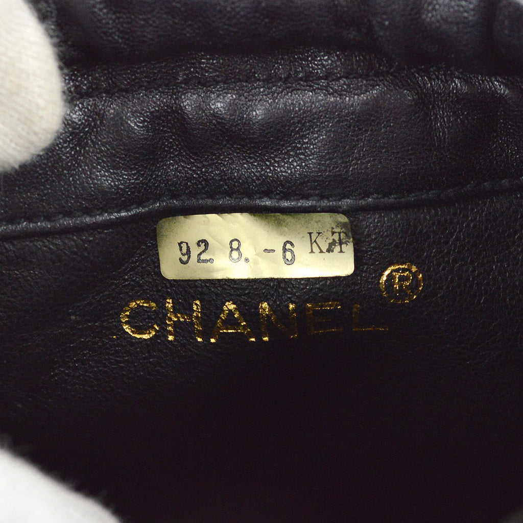 Chanel Bucket Fringe Shoulder Bag Black Lambskin