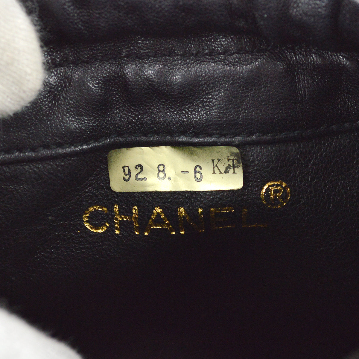 Chanel Bucket Fringe Shoulder Bag Black Lambskin