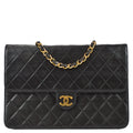 Chanel Black Lambskin Medium Half Flap Shoulder Bag