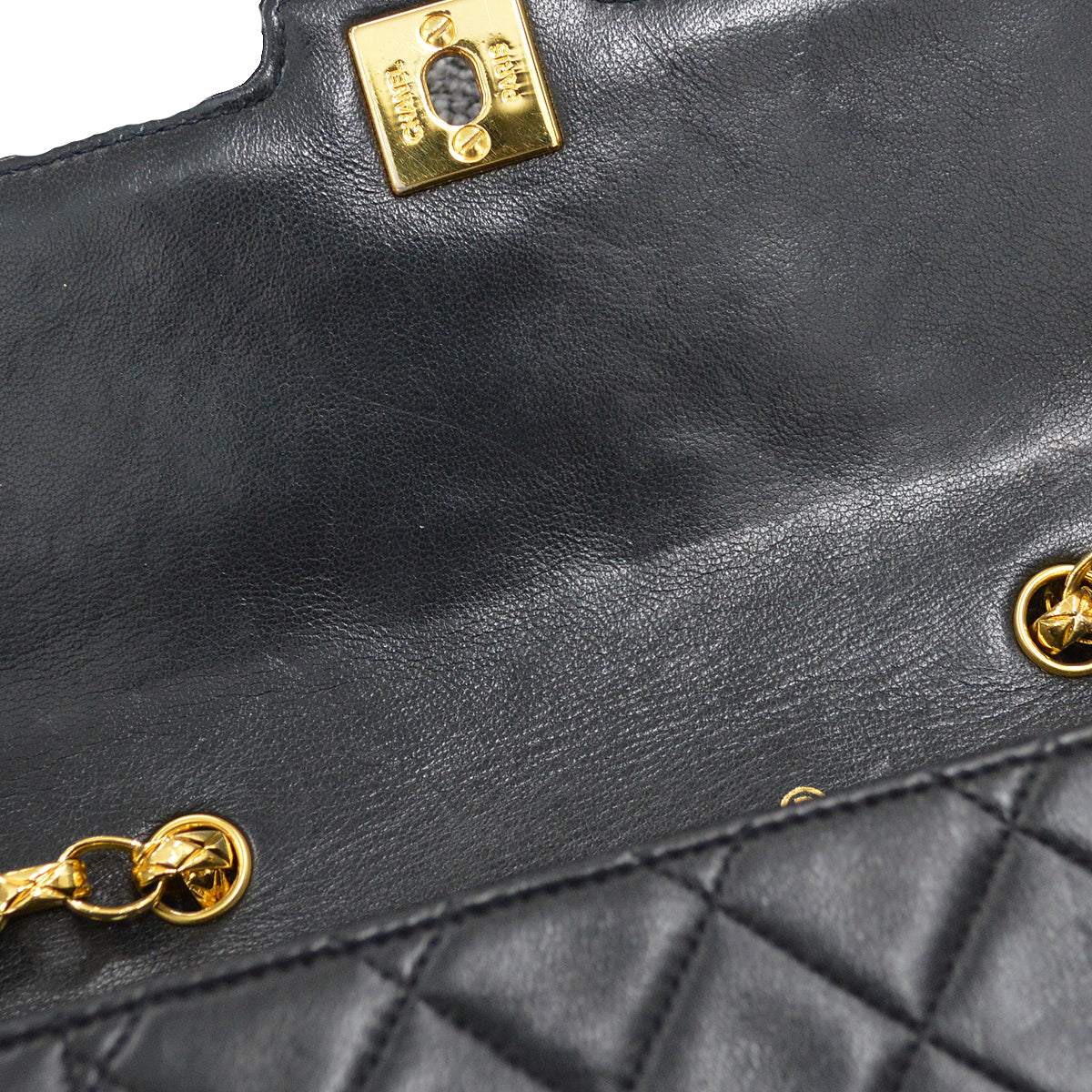 Chanel Classic Flap Bijou Chain Shoulder Bag Black Lambskin