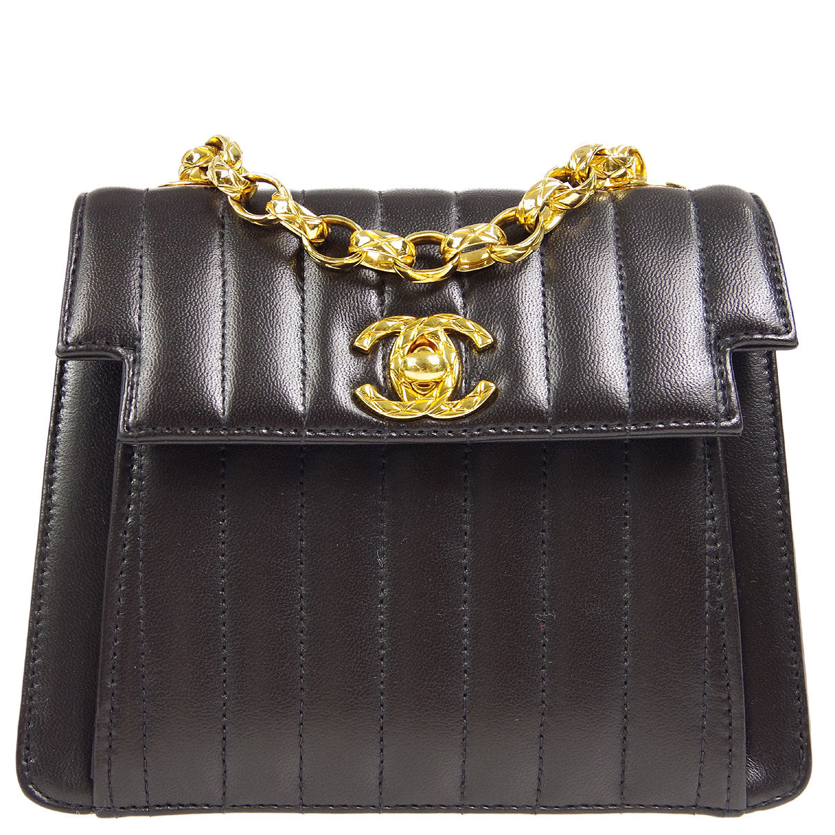 Chanel * Mademoiselle Chain Shoulder Bag Black Lambskin