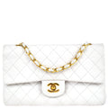 Chanel 1989-1991 White Lambskin Medium Classic Double Flap Bag